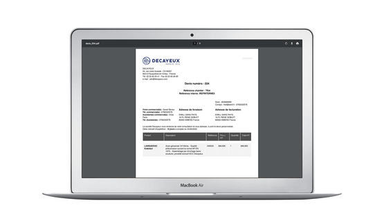 Configurateur 3D Decayeux - Génération de devis automatique