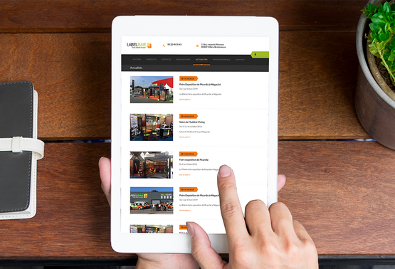 Affichage du site internet de Labelbaie sur tablette